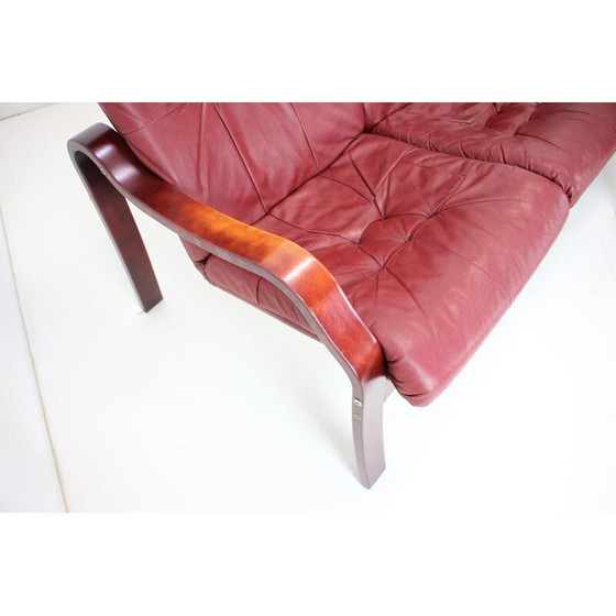 Image 1 of Ensemble de salon vintage en cuir et bois de hêtre courbé par Ton, Tchécoslovaquie 1980