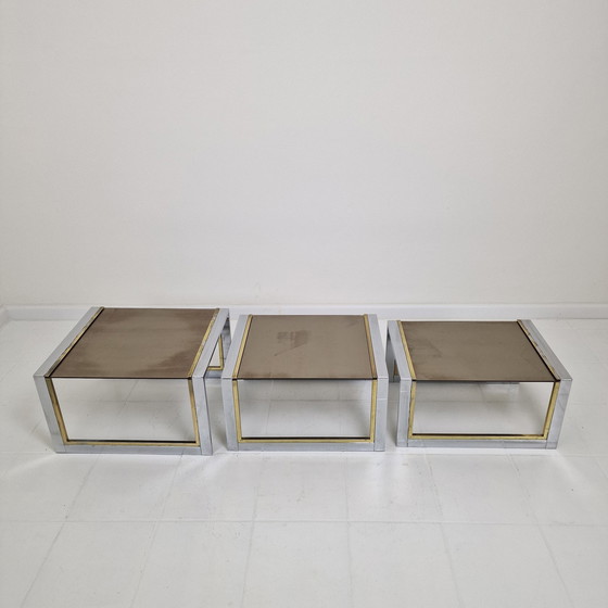 Image 1 of Ensemble de 3 tables gigognes Modern Regency par Belgo Chrom, 1980's