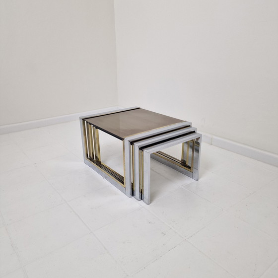 Image 1 of Ensemble de 3 tables gigognes Modern Regency par Belgo Chrom, 1980's