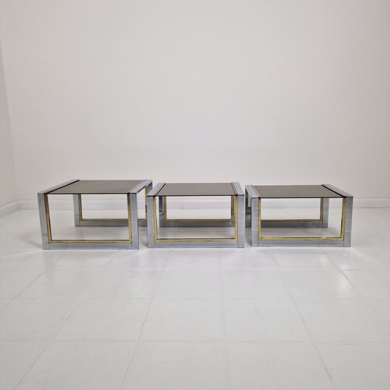 Image 1 of Ensemble de 3 tables gigognes Modern Regency par Belgo Chrom, 1980's