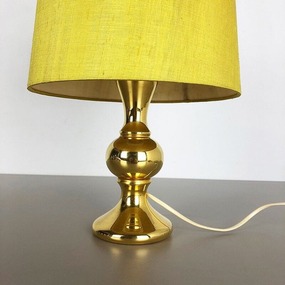 Image 1 of Lampe vintage en soie jaune et verre par Uno et Östen Kristiquil pour Luxus Vittsjö, Suède 1970