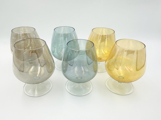 Verres à Cognac Pastel des années 1950 X 6
