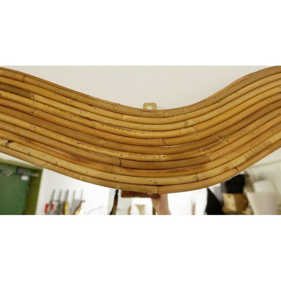 Image 1 of Miroir mural italien vintage contemporain en bambou