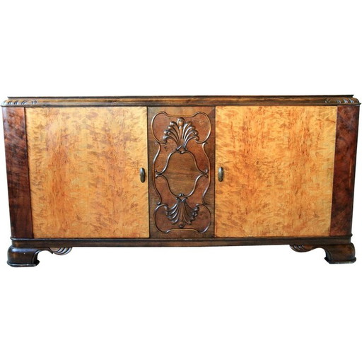 Buffet vintage français Art Déco en ronce d'érable