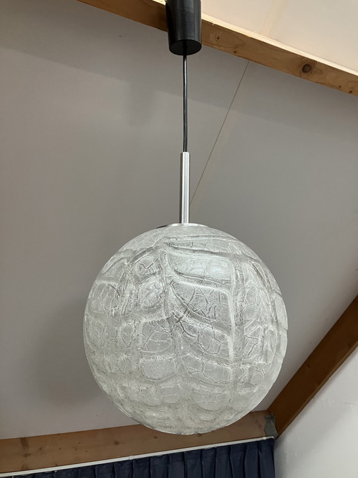 Doria Leuchten Lampe pendante vintage en verre glacé années 60 !
