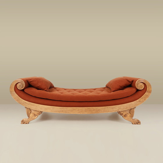 Image 1 of Lit de repos en chêne sculpté à la main de style Empire