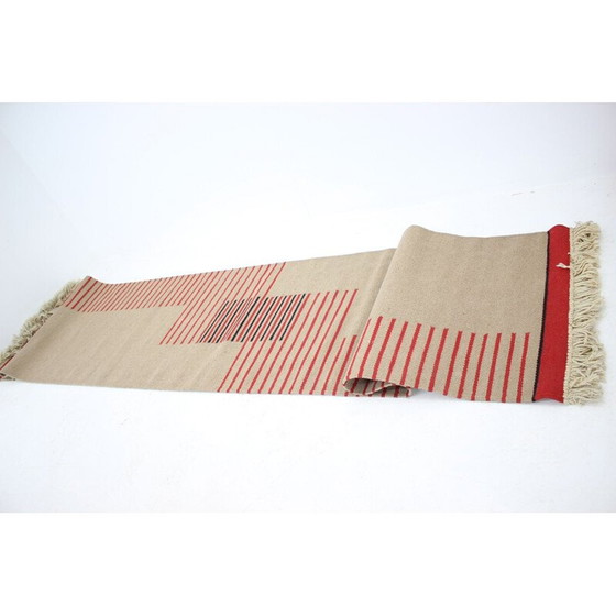 Image 1 of Tapis géométrique abstrait moderniste vintage, 1960