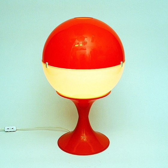 Image 1 of Lampe de table vintage à globe blanc et orange, 1970