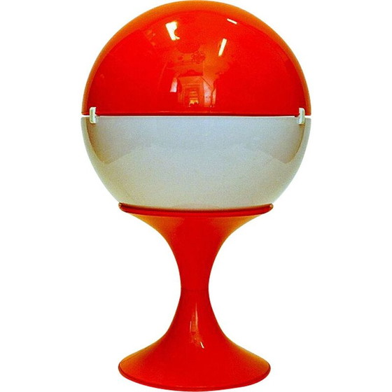 Image 1 of Lampe de table vintage à globe blanc et orange, 1970