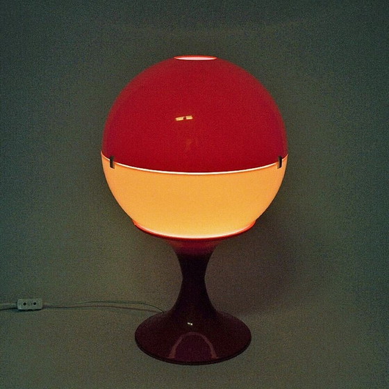 Image 1 of Lampe de table vintage à globe blanc et orange, 1970
