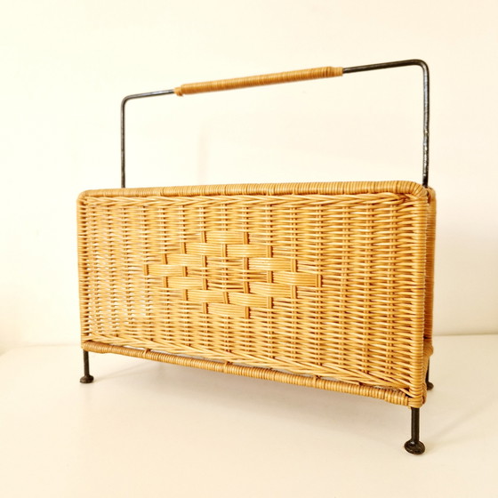 Image 1 of Panier de lecture vintage 60's Porte-magazines