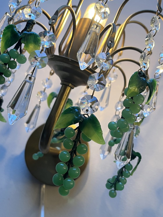 Image 1 of 6 pièces Lampes murales vintage italiennes à raisin vert