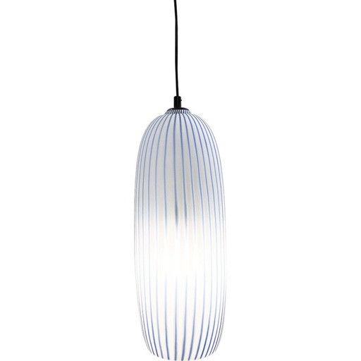 Lampe suspendue vintage en verre bleu, Italie 1960