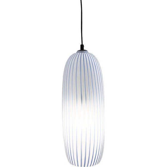 Image 1 of Lampe suspendue vintage en verre bleu, Italie 1960