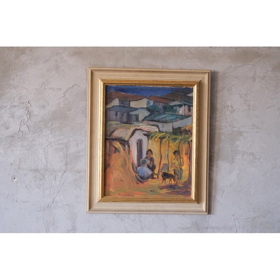 Image 1 of Huile vintage sur panneau d'Elsa Selander, années 1950