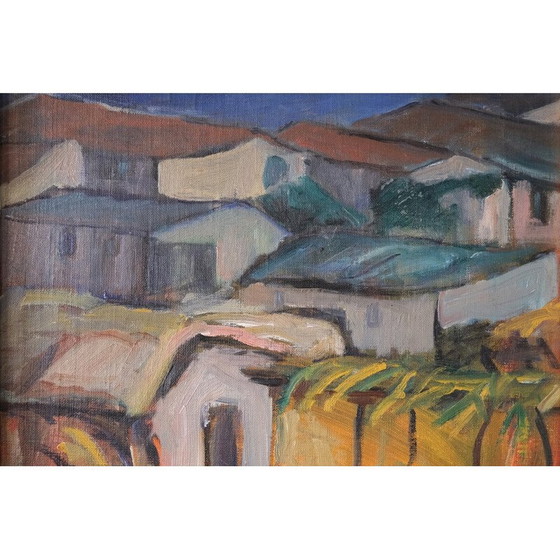 Image 1 of Huile vintage sur panneau d'Elsa Selander, années 1950