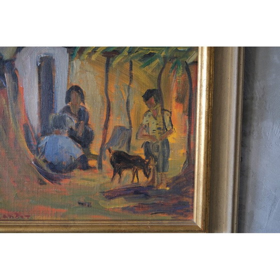 Image 1 of Huile vintage sur panneau d'Elsa Selander, années 1950