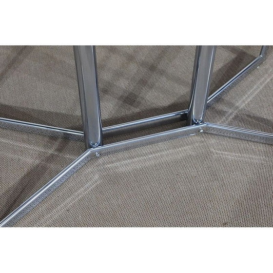 Image 1 of Table vintage en métal chromé et verre fumé, 1970