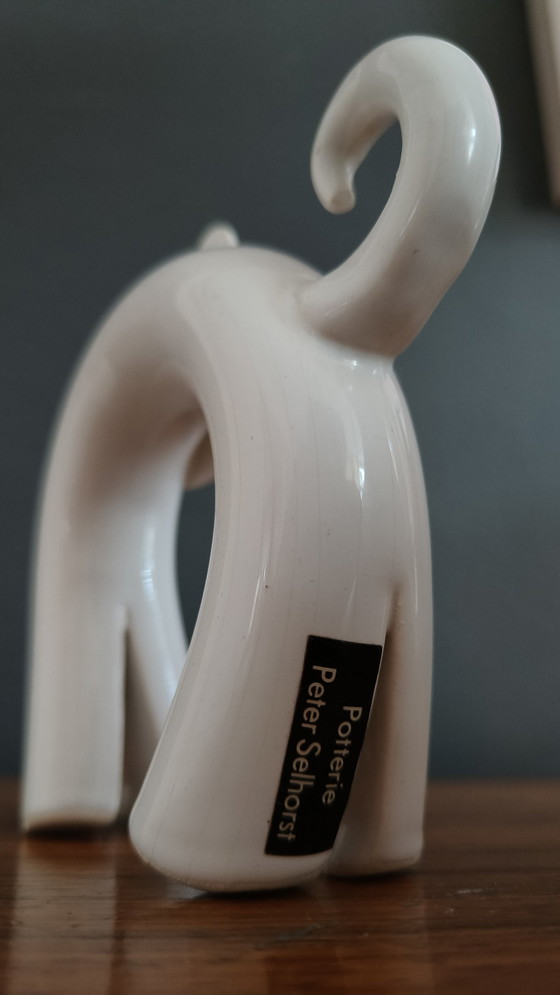Image 1 of Peter Selhorst Pottery Cat White Porcelaine