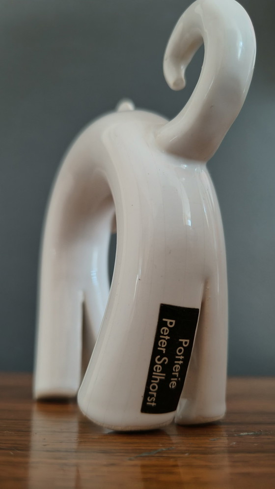 Image 1 of Peter Selhorst Pottery Cat White Porcelaine