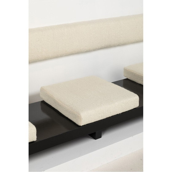 Image 1 of Banc vintage en bois laqué et tissu, années 1960