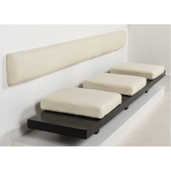 Image 1 of Banc vintage en bois laqué et tissu, années 1960