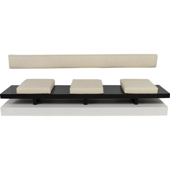 Image 1 of Banc vintage en bois laqué et tissu, années 1960