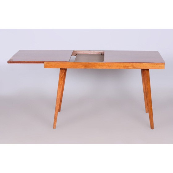 Image 1 of Table de salle à manger pliante vintage en hêtre et placage d'acajou, Tchécoslovaquie 1960