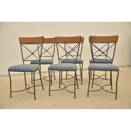 Image 1 of Ensemble de 6 chaises de restaurant vintage en métal et bois