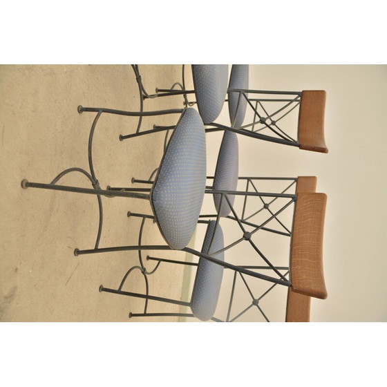 Image 1 of Ensemble de 6 chaises de restaurant vintage en métal et bois