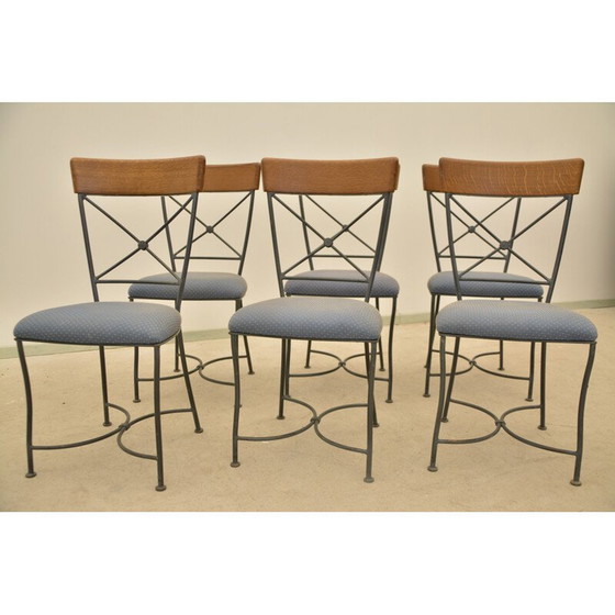 Image 1 of Ensemble de 6 chaises de restaurant vintage en métal et bois