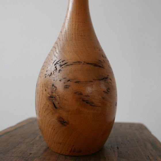 Image 1 of Lampe de table vintage en bois de ronce, Angleterre 1960