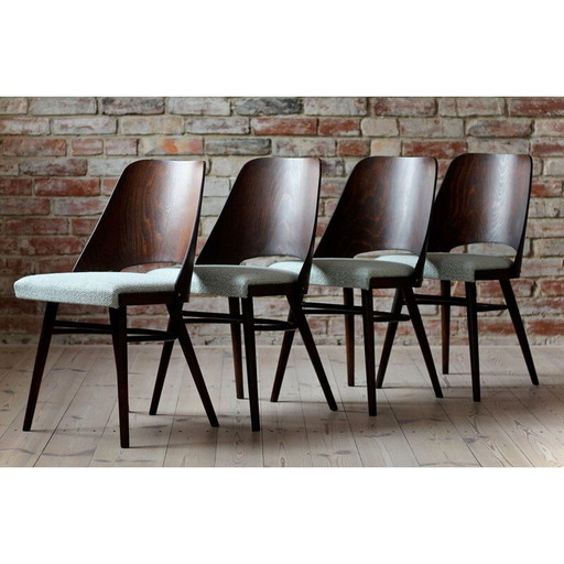 Ensemble de 4 chaises de salle à manger vintage par R. Hofman pour TON, Modèle 514, New Sahco 1960s