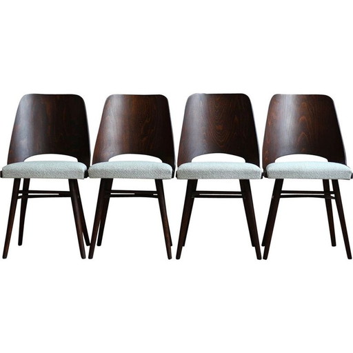 Ensemble de 4 chaises de salle à manger vintage par R. Hofman pour TON, Modèle 514, New Sahco 1960s