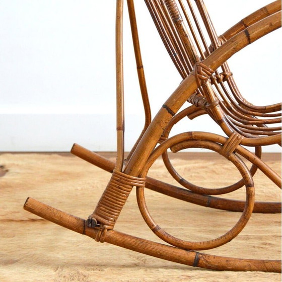 Image 1 of Fauteuil à bascule en rotin vintage de Rohe Noordwolde, 1950-1960
