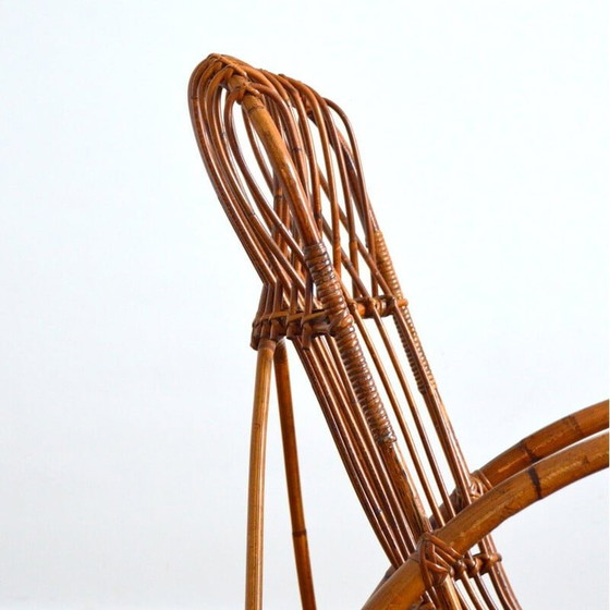 Image 1 of Fauteuil à bascule en rotin vintage de Rohe Noordwolde, 1950-1960