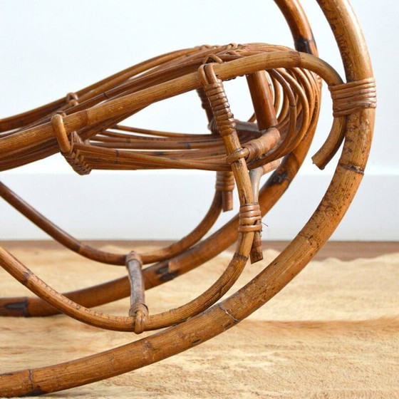 Image 1 of Fauteuil à bascule en rotin vintage de Rohe Noordwolde, 1950-1960