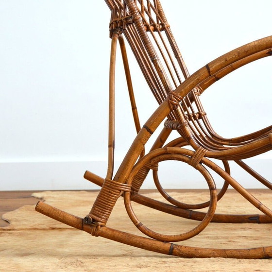 Image 1 of Fauteuil à bascule en rotin vintage de Rohe Noordwolde, 1950-1960
