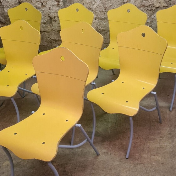 Image 1 of Ensemble de 8 chaises Cergy vintage en jaune doré par Kristian Gavoille pour Cartier, 1996