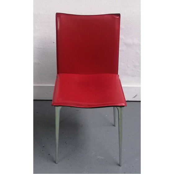 Image 1 of Chaise vintage en cuir rouge