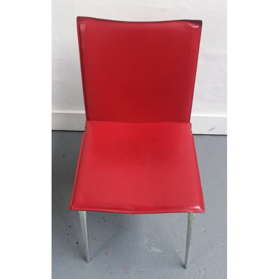 Image 1 of Chaise vintage en cuir rouge