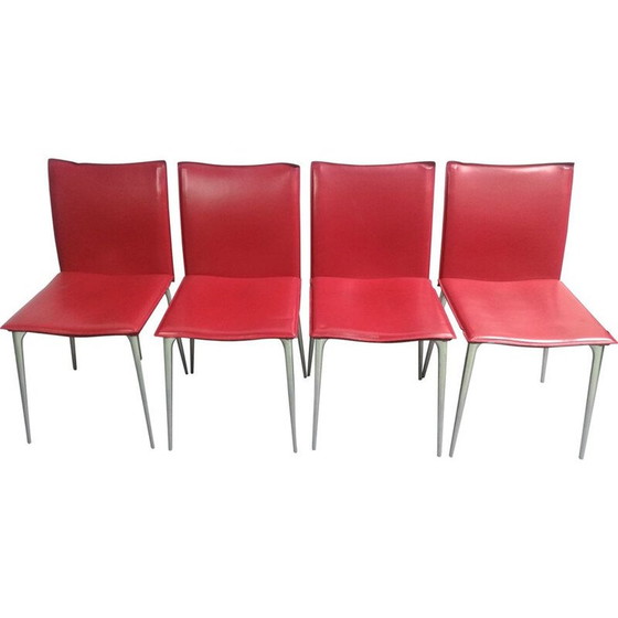 Image 1 of Chaise vintage en cuir rouge