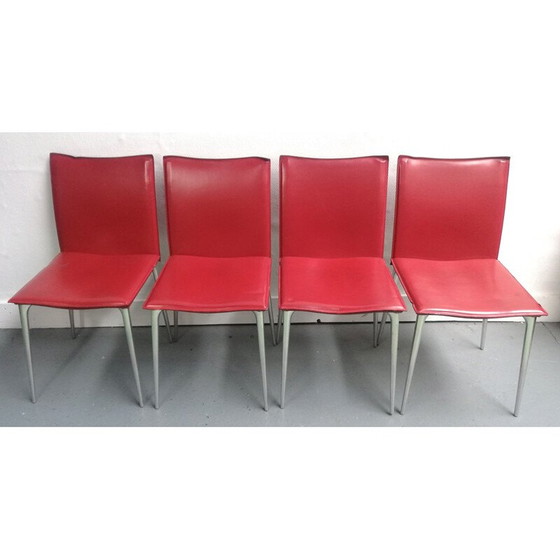 Image 1 of Chaise vintage en cuir rouge