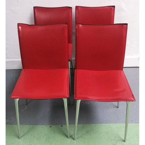 Image 1 of Chaise vintage en cuir rouge
