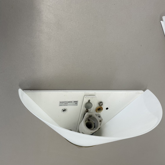 Image 1 of Ensemble de 2 appliques en laiton et verre satiné par Glashütte Limburg, Allemagne, années 1980