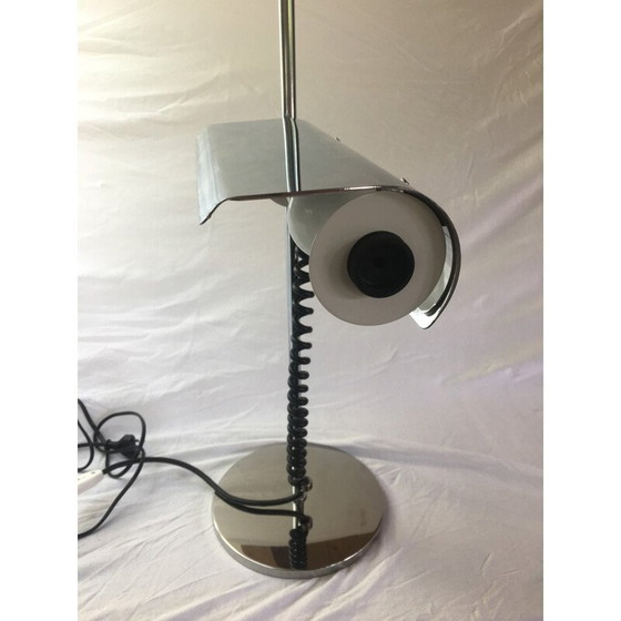 Image 1 of Lampe de bureau vintage chromée avec bride sur la tige, allemande 1980