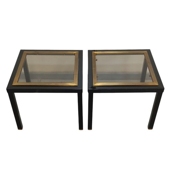 Image 1 of Paire de tables d'appoint vintage noir et or