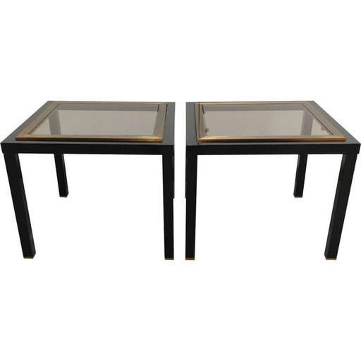 Paire de tables d'appoint vintage noir et or
