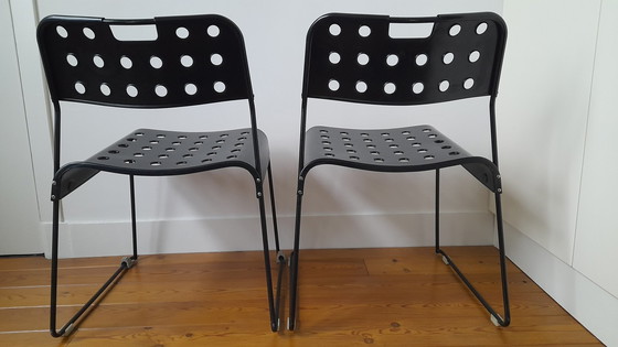 Image 1 of 2x Bieffeplast Omstak Chairs, Black By Rodney Kinsman