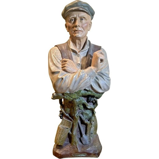 Buste d'homme vintage en vigneron polychrome